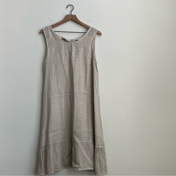 Terzo Millennio Italian Linen Shift Dress Minimalist Tie Back Vacation Resort L - Picture 6 of 12